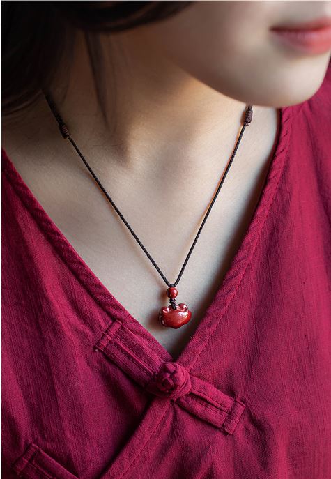 Cinnabar Ruyi Pendant Necklace